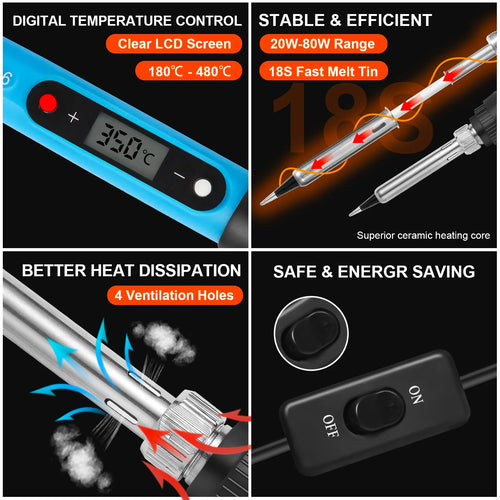 80W Digital Soldering Iron Kit – Precision Welding & Repair Tool
