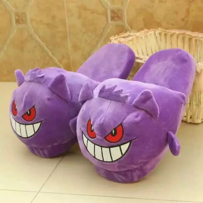 Gengar Plush Tongue-Out Slippers Soft Sole Anime Indoor Home Shoes Pokemon Ghost Type Gift Unisex