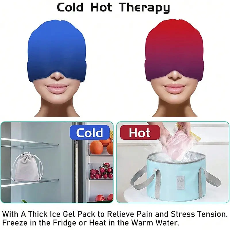 Migraine Relief Ice Cap – 360° Cold Therapy Hat with Top-Head Gel Coverage