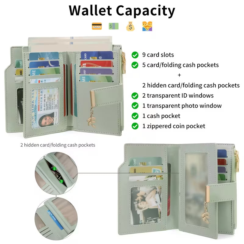 Women's Bifold Wallet with Card Holder & Snap Closure