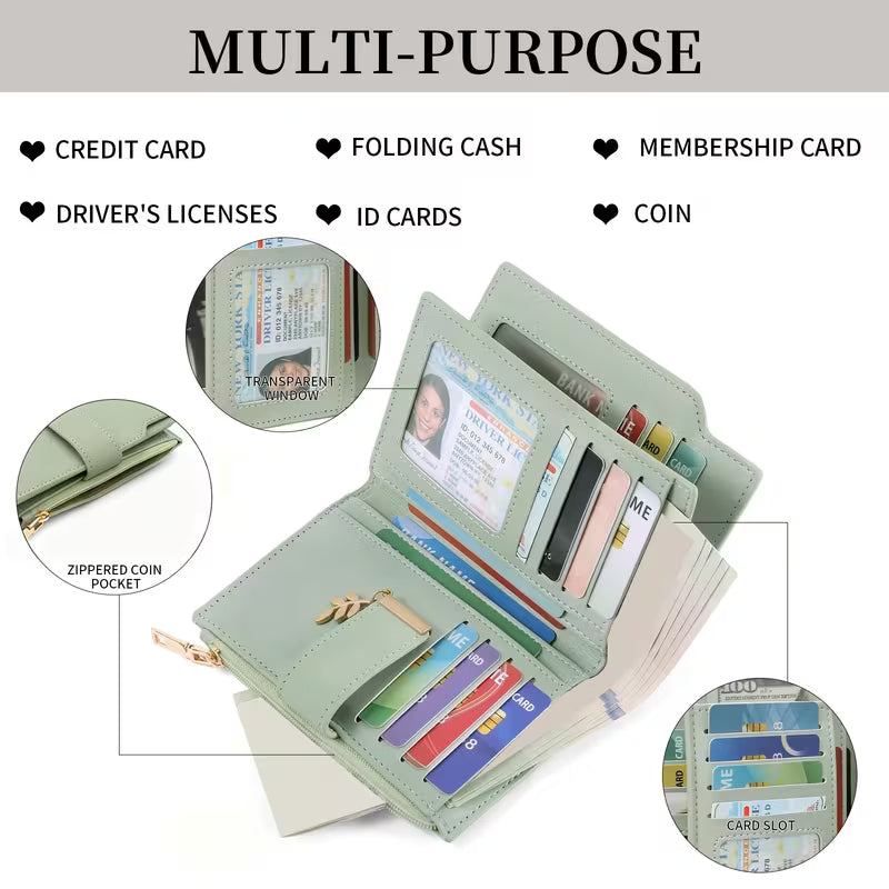 Women's Bifold Wallet with Card Holder & Snap Closure