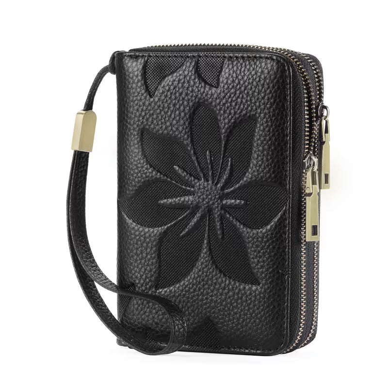 Women's Double Zipper Wallet with Card Holder