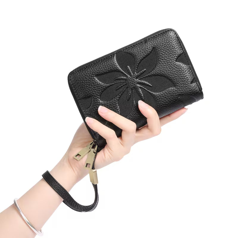 Women's Double Zipper Wallet with Card Holder