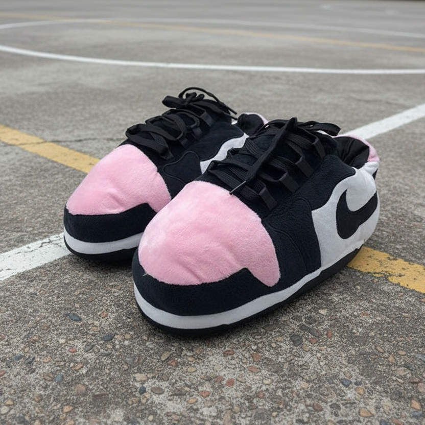 AJ1 Low Bubblegum Pink Jordan Sneaker Slippers - Best Plush House Shoes