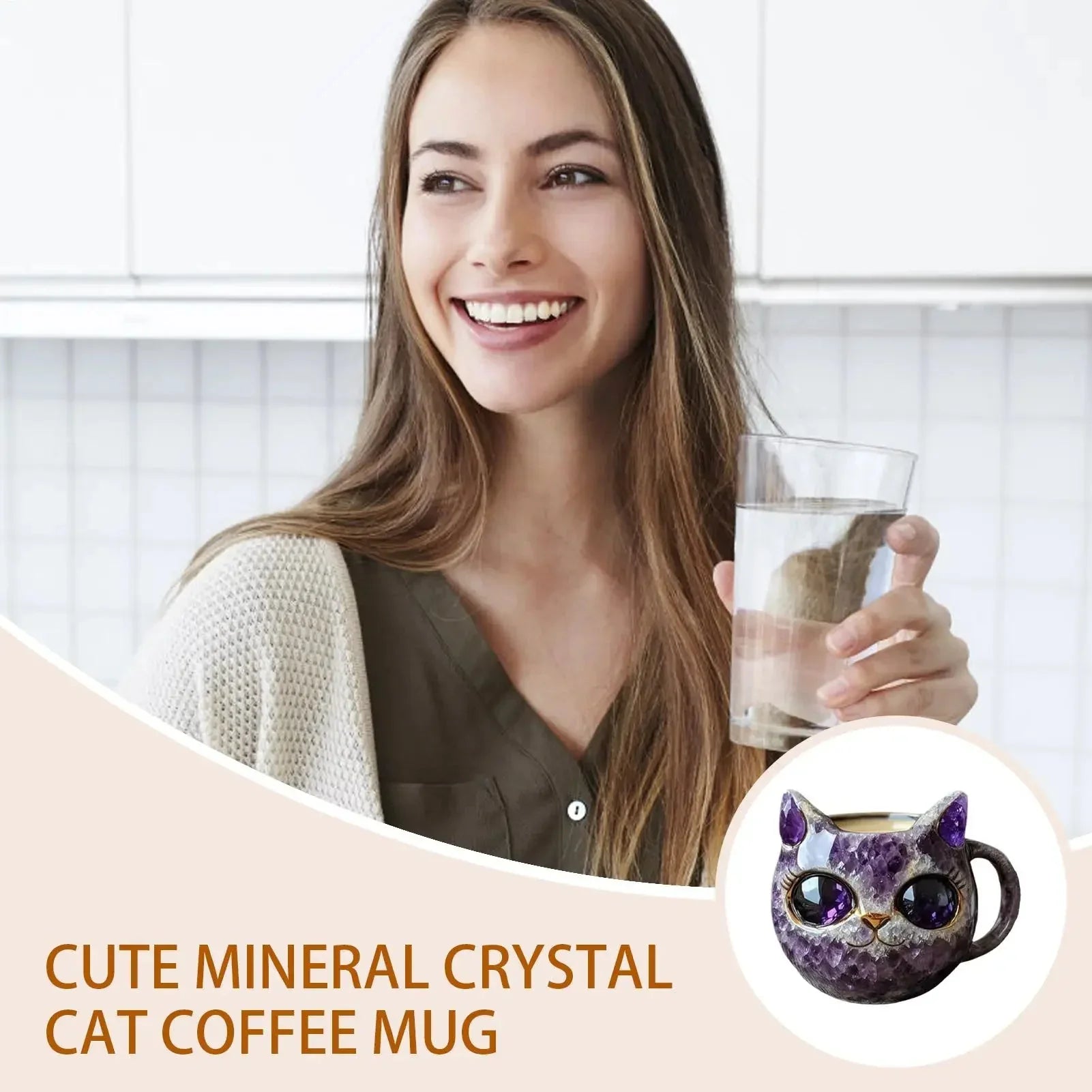 Cat Mineral Crystal Coffee Mug - Best Handmade Ceramic Cup | Perfect Gift For home