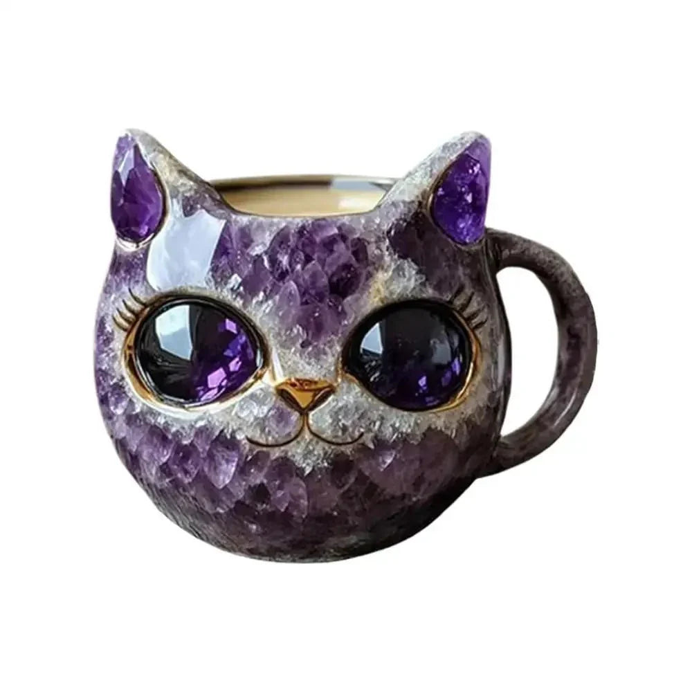 Cat Mineral Crystal Coffee Mug - Best Handmade Ceramic Cup | Perfect Gift For home