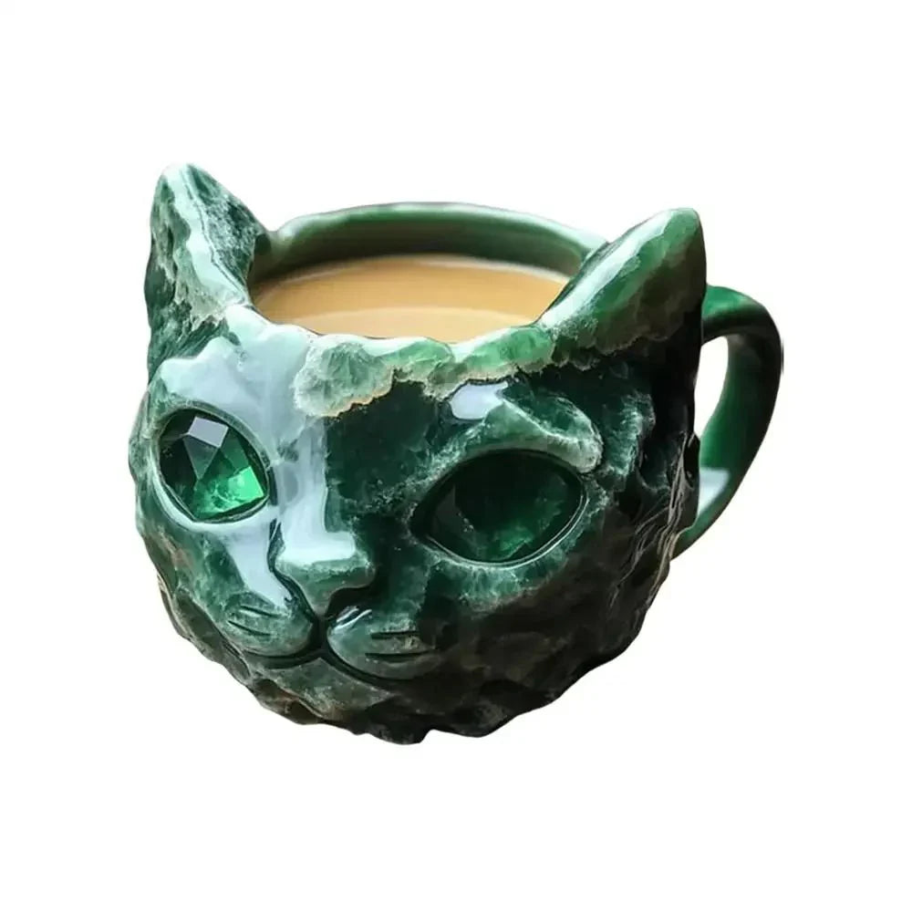 Cat Mineral Crystal Coffee Mug - Best Handmade Ceramic Cup | Perfect Gift For home
