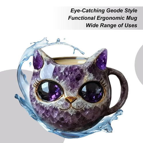 Cat Mineral Crystal Coffee Mug - Best Handmade Ceramic Cup | Perfect Gift For home