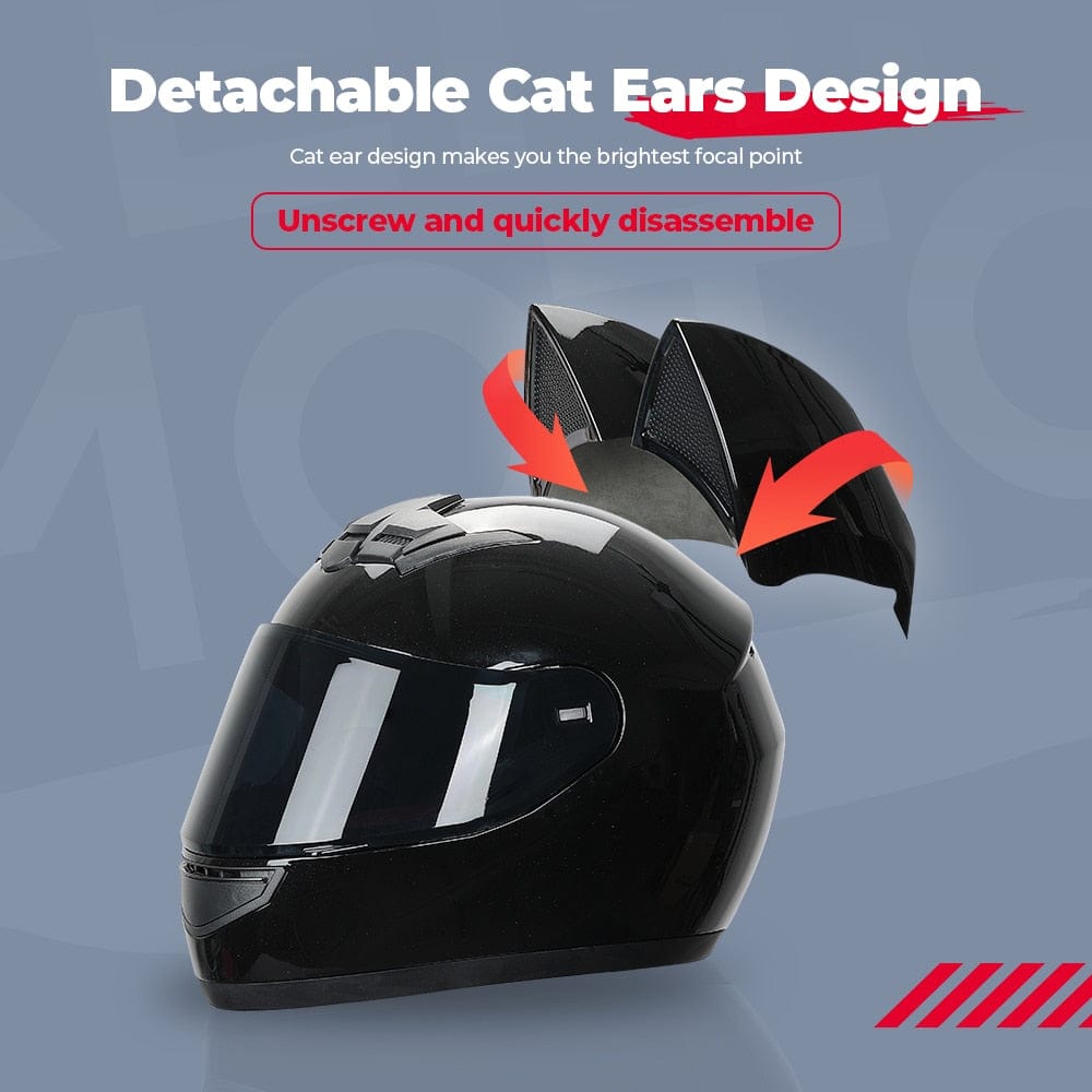 CatEars Detachable Cat-Ear Motorcycle Helmet DOT ECE Certified Limited Edition Full Face Anti-Fog