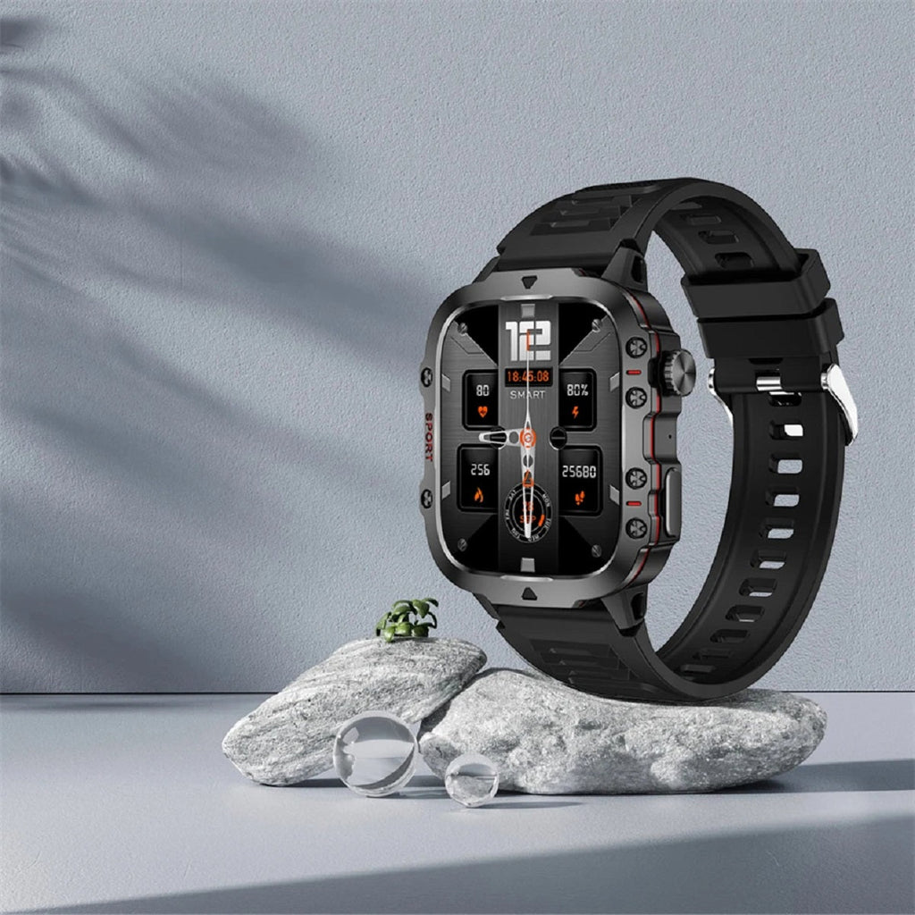 Men's Rugged GPS Smartwatch 1.96' AMOLED Bluetooth Call IP68 MIL-STD-810H Compass Altimeter 15 Days