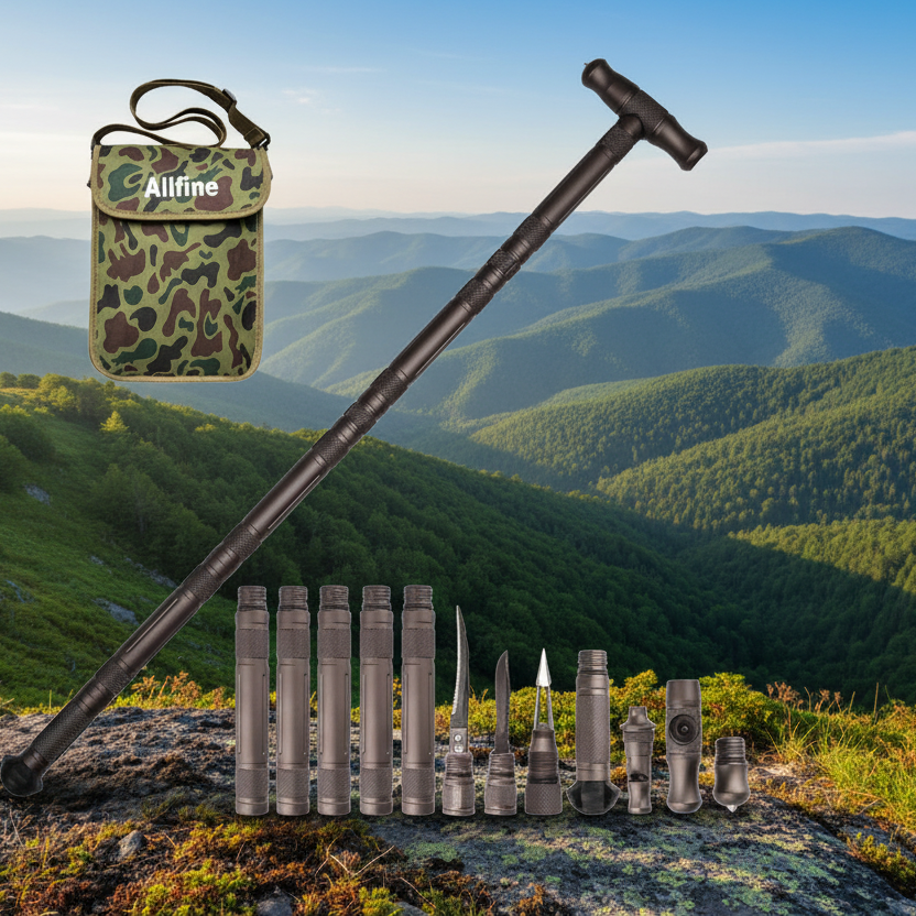 Heavy Duty Collapsible Walking Stick - Best Multifunctional Trekking Hiking Pole