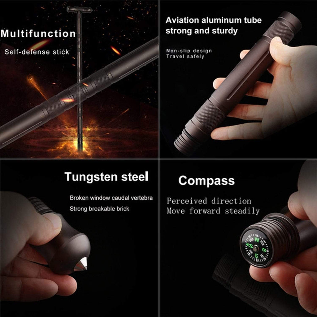 Heavy Duty Collapsible Walking Stick - Best Multifunctional Trekking Hiking Pole