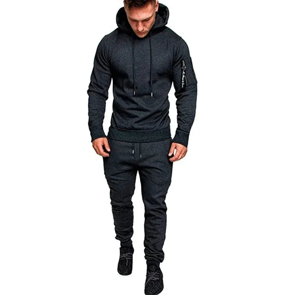 Mens Camouflage Tracksuit - Best 2-Piece Sports Hoodie & Pants Set