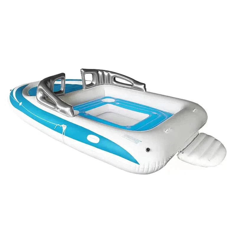 ParadiseDrift™ 6-Person Inflatable Pirate Ship Island Float | Puncture-Resistant PVC | Built-In Cooler | 400cm