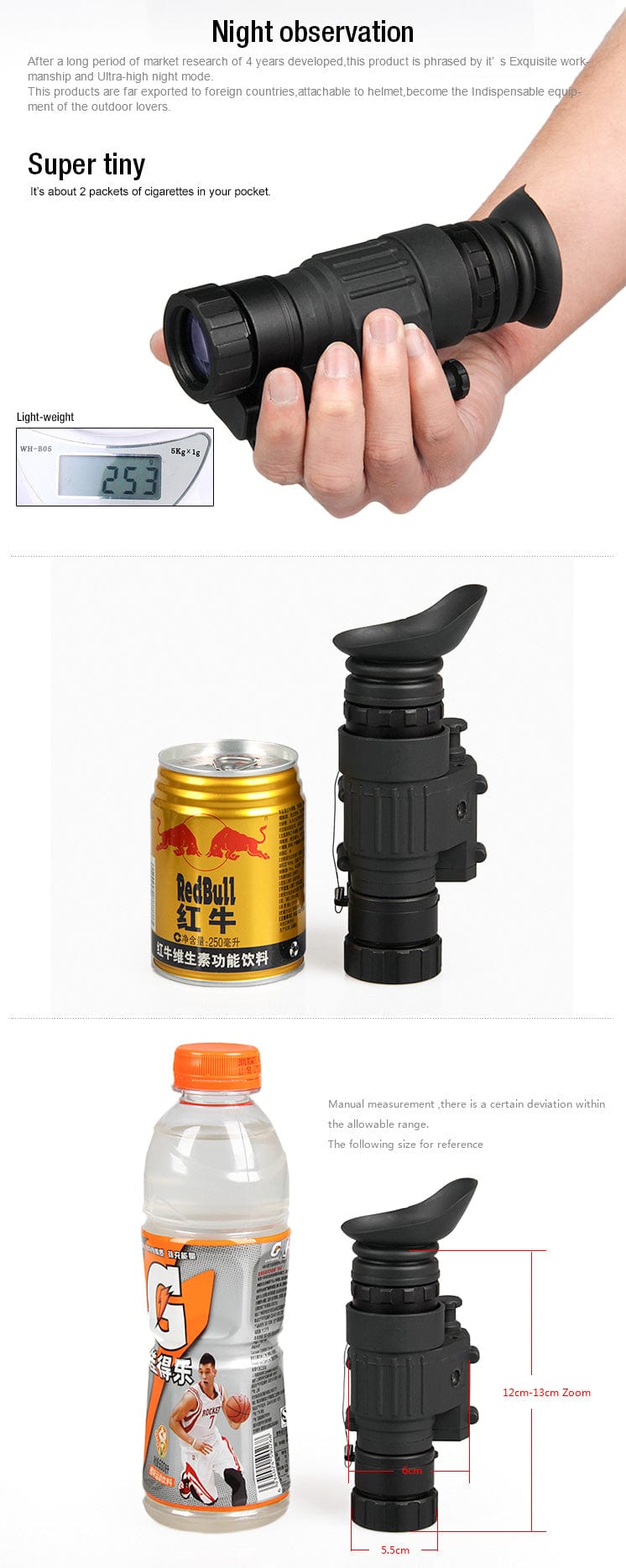 GZ27-0008 Digital PVS-14 Night Vision Monocular IR Illuminator Helmet Rail Mount Hunting Airsoft