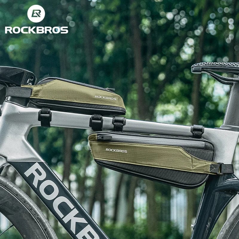 RockBros Bicycle Bag: Portable Cycling Top Tube Bag, Nylon MTB Road Phone Tool Bag with Reflective Ultralight Design