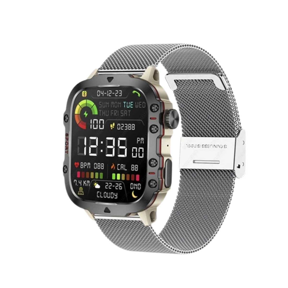 Men's Rugged GPS Smartwatch 1.96' AMOLED Bluetooth Call IP68 MIL-STD-810H Compass Altimeter 15 Days