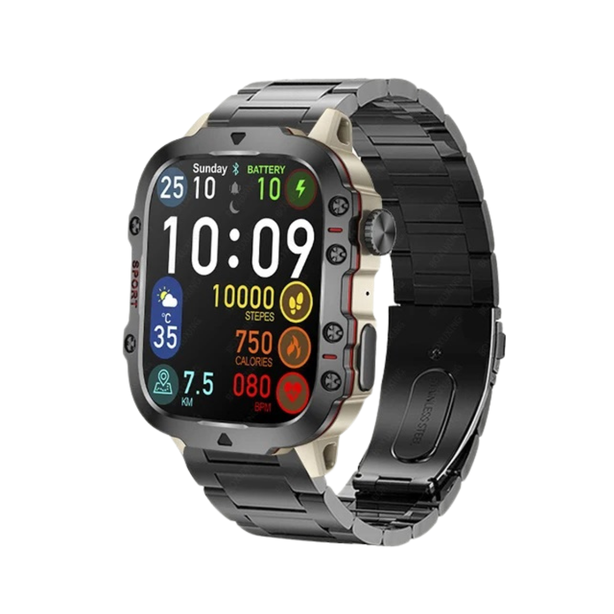 Men's Rugged GPS Smartwatch 1.96' AMOLED Bluetooth Call IP68 MIL-STD-810H Compass Altimeter 15 Days