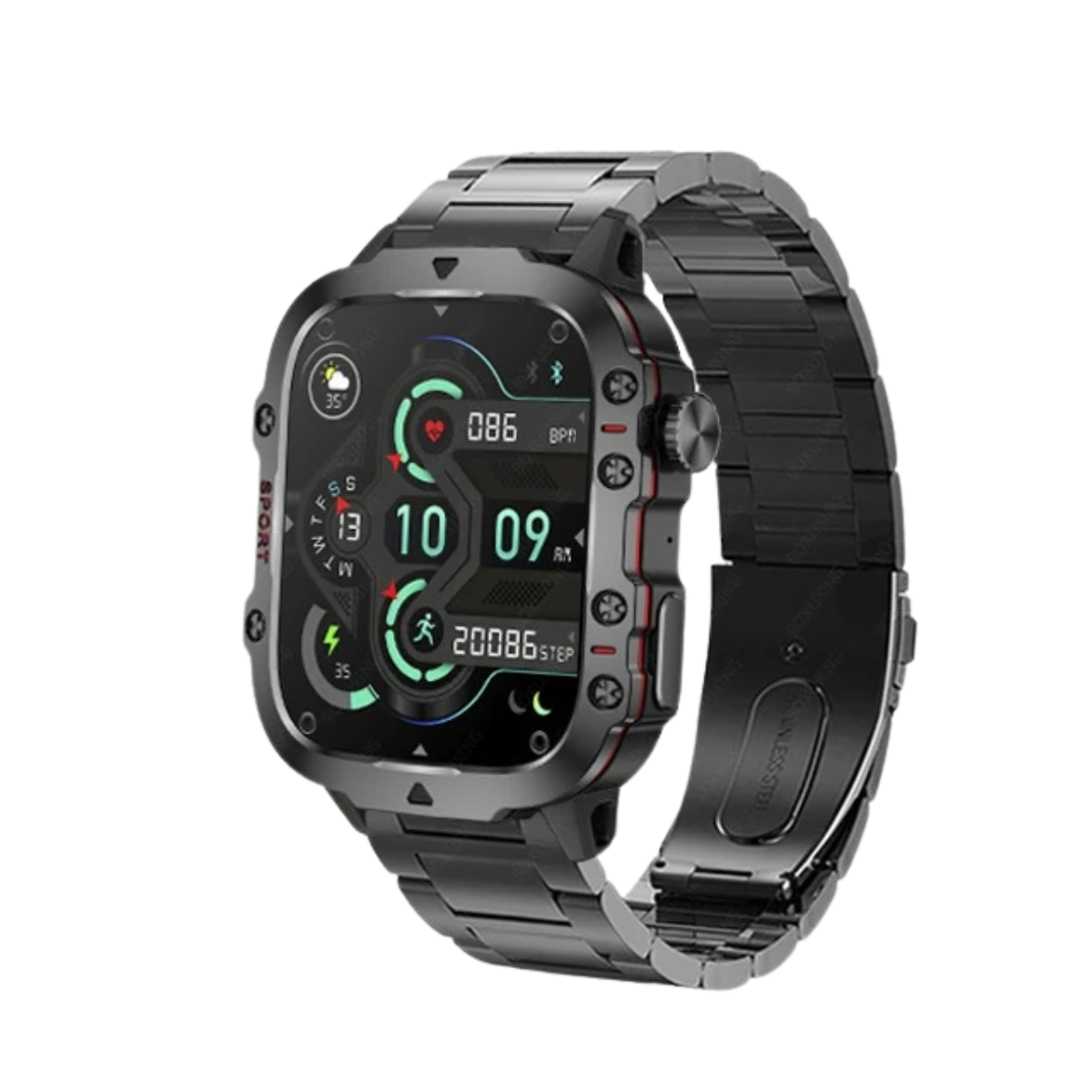 Men's Rugged GPS Smartwatch 1.96' AMOLED Bluetooth Call IP68 MIL-STD-810H Compass Altimeter 15 Days